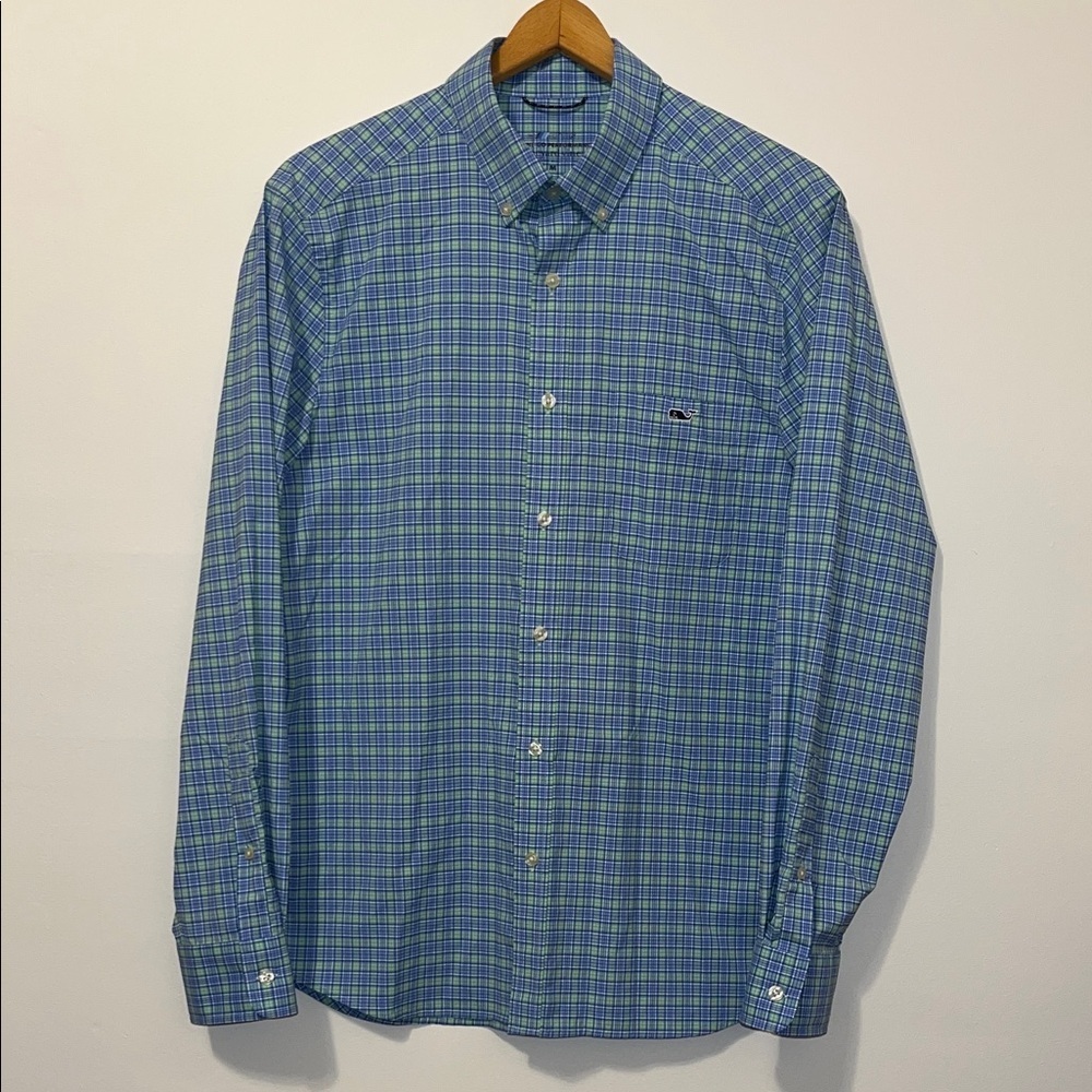 VINEYARD VINES OTG Performance Plaid Button Down Shirt Nylon Men’s Medium EUC - Picture 2 of 8